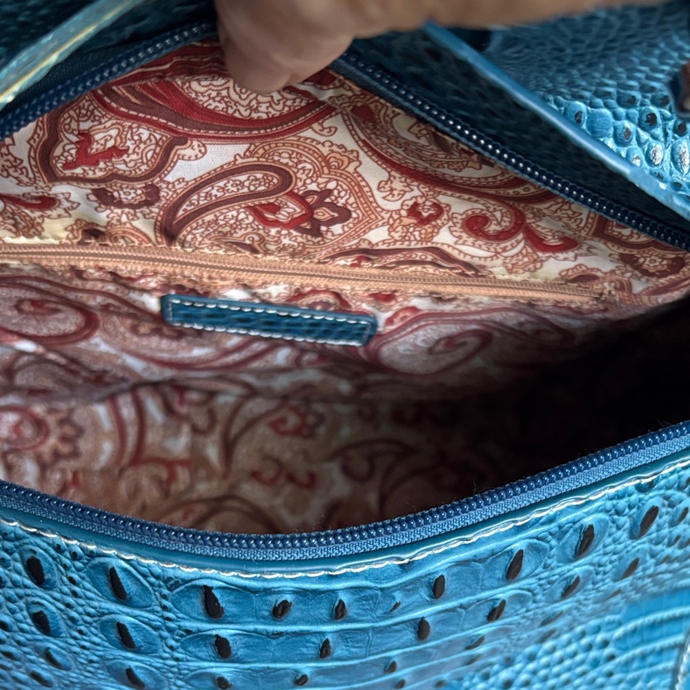 Teal Croc-Embossed Shoulder Bag 12" x 15" New without tag. - Picture 7 of 8